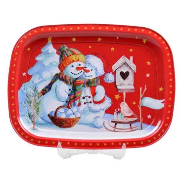Christmas Themed Custom Printed Metal Tin Tray - 6