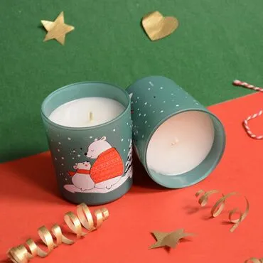 Christmas Themed Colorful Glass Candle