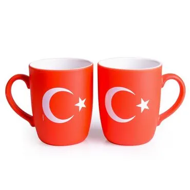 Toptan Bayrak Temalı Porselen Renkli Baskılı Konik Kupa - 2