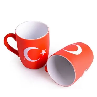 Toptan Bayrak Temalı Porselen Renkli Baskılı Konik Kupa - 3
