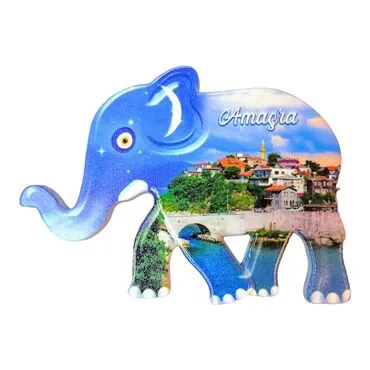 Amasra Themed Customised UV Printed Plastic Base Elephant Shaped  Fridge Magnet 86x62 mm
