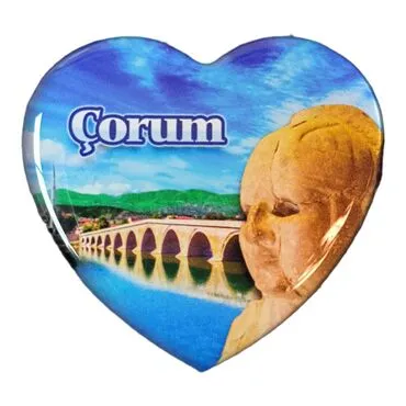 Corum Themed Epoxy Dome Heart Souvenir Fridge Magnet 65x60 mm
