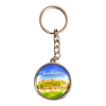 Gaziantep Themed Metal Double Sided Round Keychain 40x95 mm - Standart