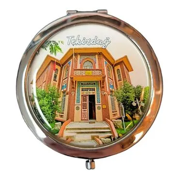 Tekirdag Themed Customised Metal Epoxy Travel Make Up Compact Mirror 70x11 mm