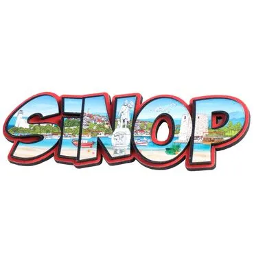 Sinop Themed Wooden UV Printed City Name Letter Fridge Magnet - Standart - 4
