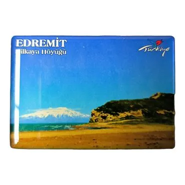 Edremit Themed Epoxy Dome Rectangle Souvenir Fridge Magnet 80x55 cm - 3