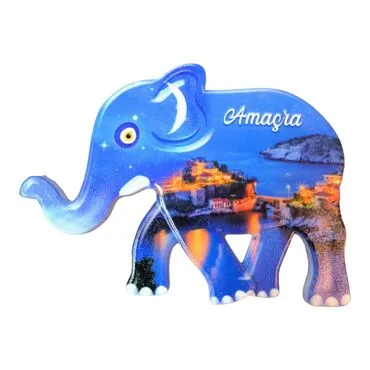 Amasra Themed Customised UV Printed Plastic Base Elephant Shaped  Fridge Magnet 86x62 mm - 4