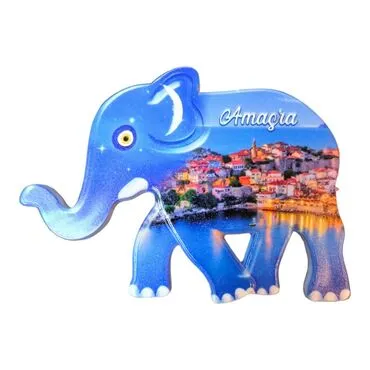 Amasra Themed Customised UV Printed Plastic Base Elephant Shaped  Fridge Magnet 86x62 mm - 5