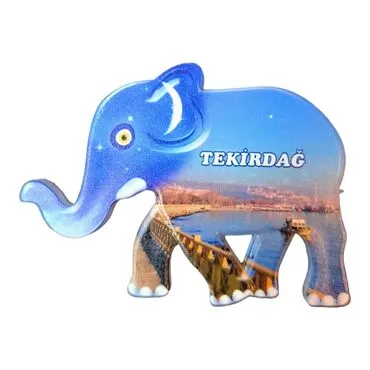 Tekirdag Themed Customised UV Printed Plastic Base Elephant Shaped  Fridge Magnet 86x62 mm - 2