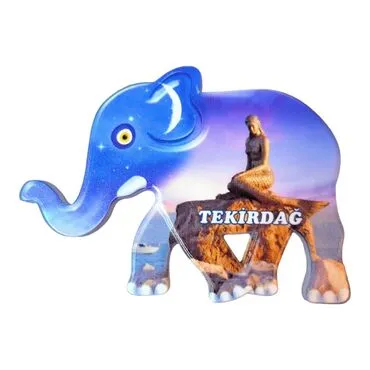 Tekirdag Themed Customised UV Printed Plastic Base Elephant Shaped  Fridge Magnet 86x62 mm - 3