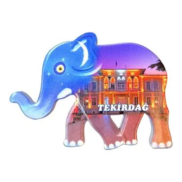 Tekirdag Themed Customised UV Printed Plastic Base Elephant Shaped  Fridge Magnet 86x62 mm - 4
