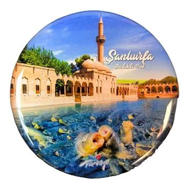 Sanliurfa Themed Epoxy Dome Round Souvenir Fridge Magnet 67 mm - 4
