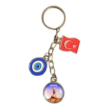 Tekirdag Themed Metal Evil Eye Enamel Keychain - 2