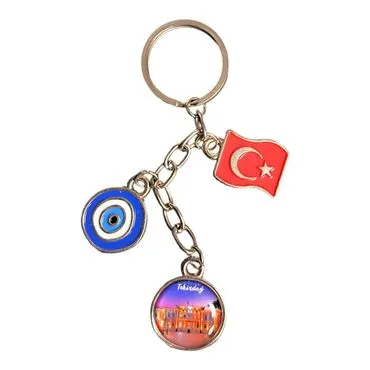 Tekirdag Themed Metal Evil Eye Enamel Keychain - 3