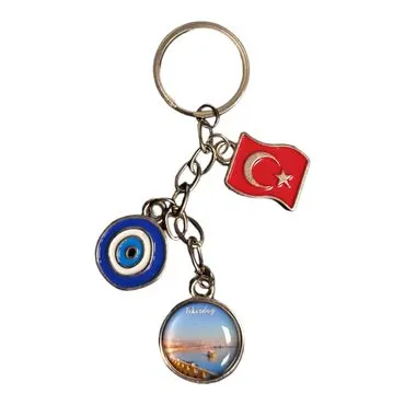Tekirdag Themed Metal Evil Eye Enamel Keychain - 4