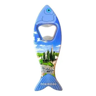 Tekirdag Themed Customised UV Printed Fish Shape Printed Plastic Base Bottle Opener 42x130 mm - 2