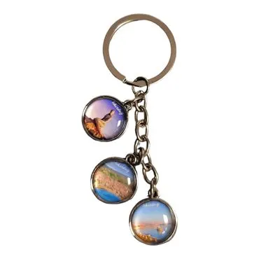 Tekirdag Themed Metal Keychain With 3 Charms - Round 40x90 mm - 5