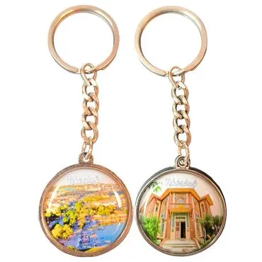 Tekirdag Themed Metal Double Sided Round Keychain 40x95 mm - 4