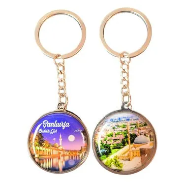 Sanliurfa Themed Metal Double Sided Round Keychain 40x95 mm - 2