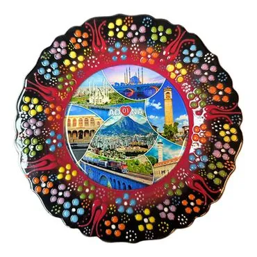 Adana Themed Turkish Ceramic Plate With Epoxy 18 Cm - 4