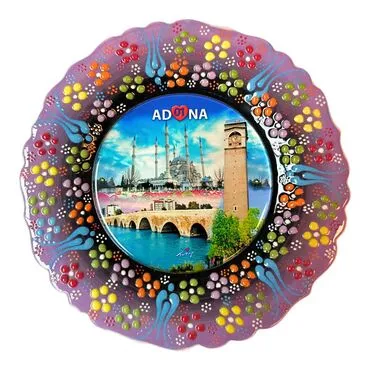 Adana Themed Turkish Ceramic Plate With Epoxy 18 Cm - 5
