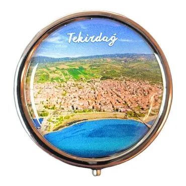 Tekirdag Themed Customised Epoxy Round Pill Box 50x15 mm - 4