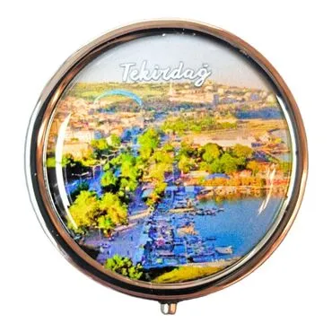 Tekirdag Themed Customised Epoxy Round Pill Box 50x15 mm - 5