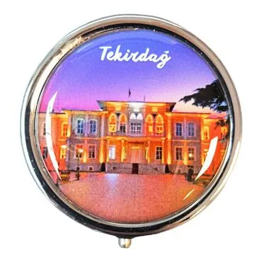 Tekirdag Themed Customised Epoxy Round Pill Box 50x15 mm - 7