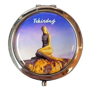 Tekirdag Themed Customised Metal Epoxy Travel Make Up Compact Mirror 70x11 mm - 5