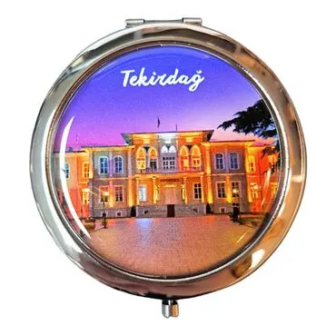 Tekirdag Themed Customised Metal Epoxy Travel Make Up Compact Mirror 70x11 mm - 6