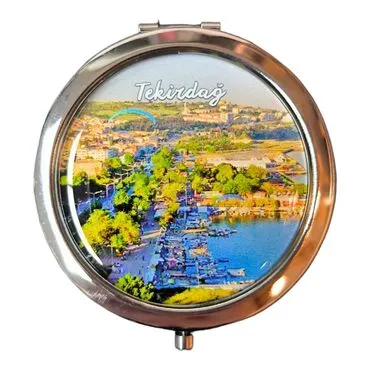 Tekirdag Themed Customised Metal Epoxy Travel Make Up Compact Mirror 70x11 mm - 7