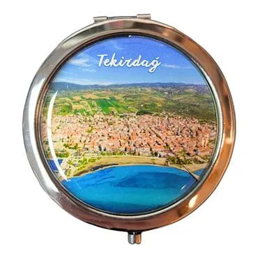 Tekirdag Themed Customised Metal Epoxy Travel Make Up Compact Mirror 70x11 mm - 8