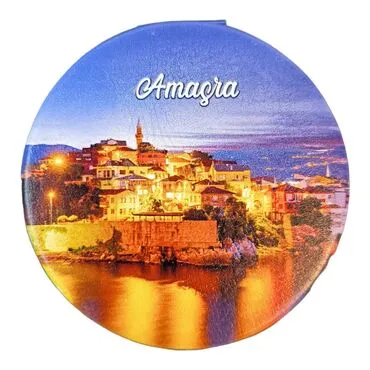 Amasra Themed Customised Uv Printed Round Compact Mirror 72x11 mm - 5