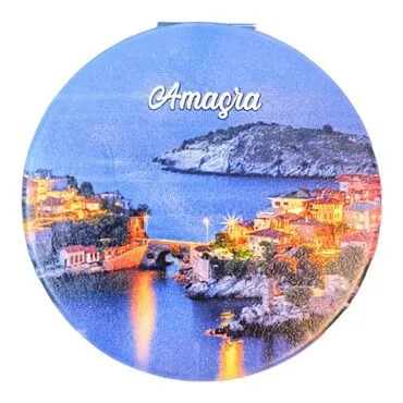 Amasra Themed Customised Uv Printed Round Compact Mirror 72x11 mm - 6