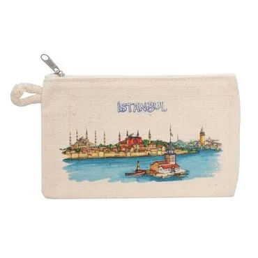 Istanbul Themed Digital Printed Kanvas Purse 14,5x20 cm - 10