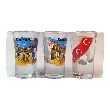 Bodrum Themed Shot Glass Set of 3 Pcs - Standart - 3