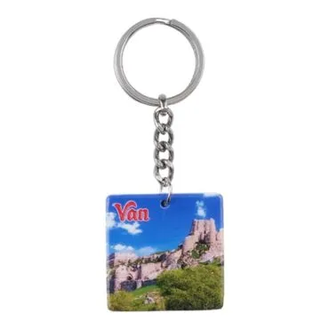 Van Themed Customised Uv Printed Plastic Base Round Keyring 40x108 mm - 2