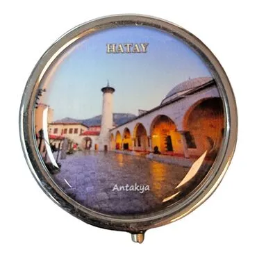 Toptan Hatay Temalı Myros Yuvarlak Hap Kutusu 50x15 mm