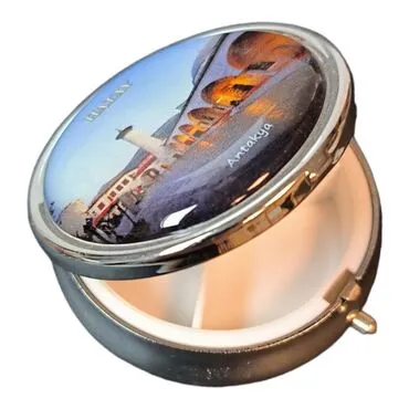 Hatay Themed Customised Epoxy Round Pill Box 50x15 mm - 2