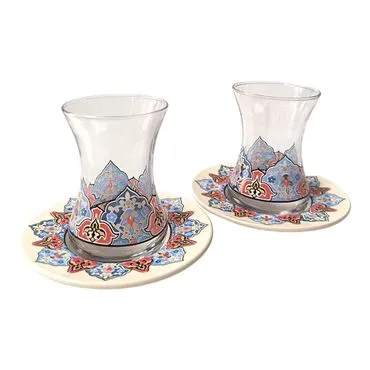 Tile Pattern Themed Dual Asena Tea Set - 3