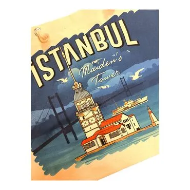 Toptan İstanbul Temalı Dijital Baskılı Kanvas Plaj Çantası 470*390*150 MM - 3