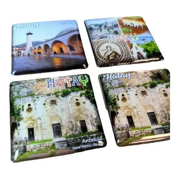Hatay Themed Epoxy Dome Souvenir Fridge Magnet Set of 4 pcs 40x40 mm each - Standart - 2
