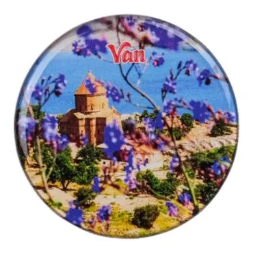 Van Themed Epoxy Dome Round Souvenir Fridge Magnet 67 mm - 2