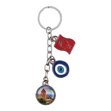 Van Themed Metal Evil Eye Enamel Keychain - 3