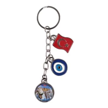 Van Themed Metal Evil Eye Enamel Keychain - 5
