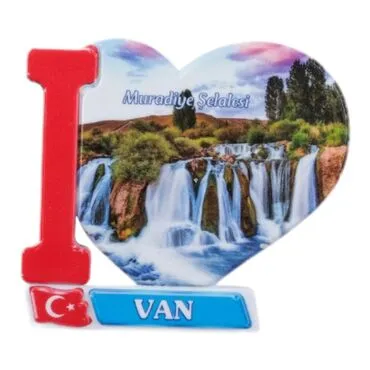 Van Themed Customised UV Printed Plastic Base Heart Shaped Fridge Magnet 86x62 mm - 2