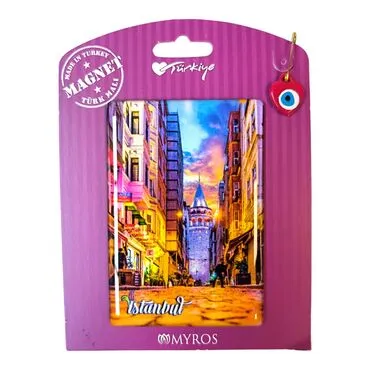 Istanbul Themed Epoxy Dome Backing Card Souvenir Fridge Magnet - 12