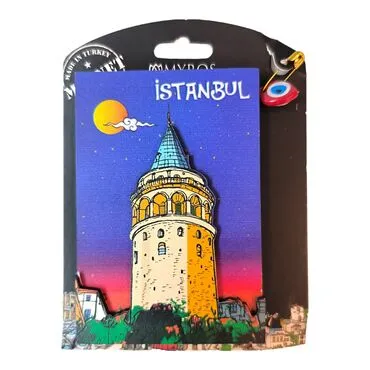 Toptan İstanbul Temalı Uv Baskılı Kartonetli Ahşap Magnet - 16