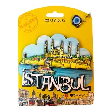 Toptan İstanbul Temalı Uv Baskılı Kartonetli Ahşap Magnet - 17