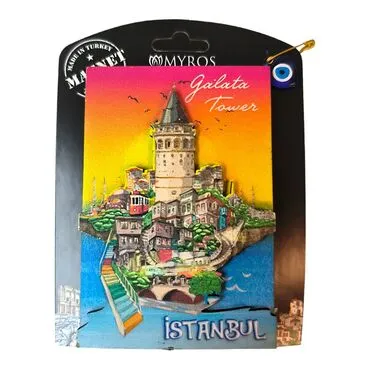 Toptan İstanbul Temalı Uv Baskılı Kartonetli Ahşap Magnet - 18
